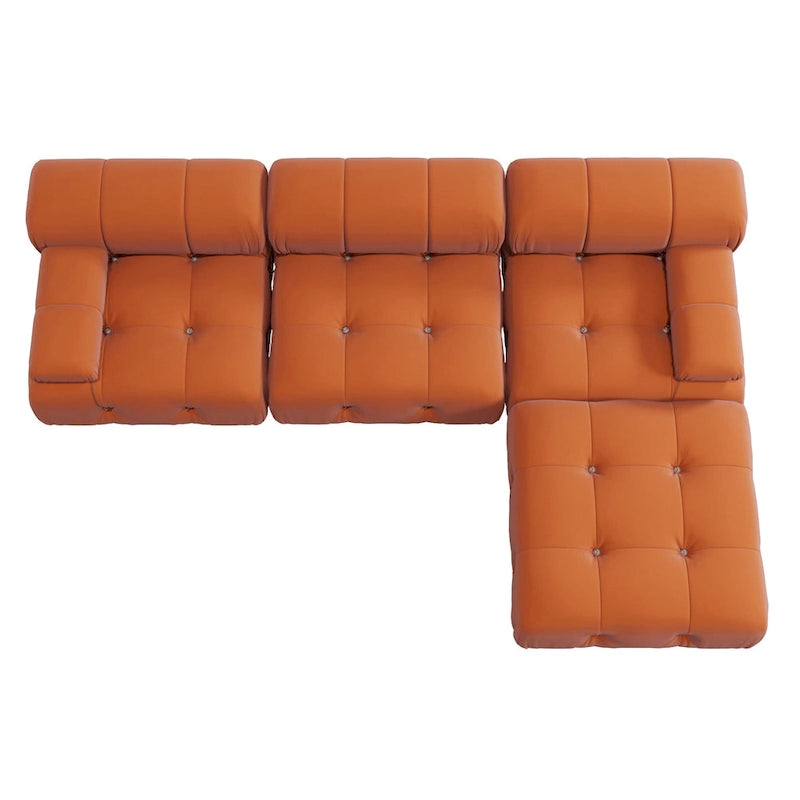 104 Wide Velvet Reversible Modular Sofa & Chaise with Ottoman