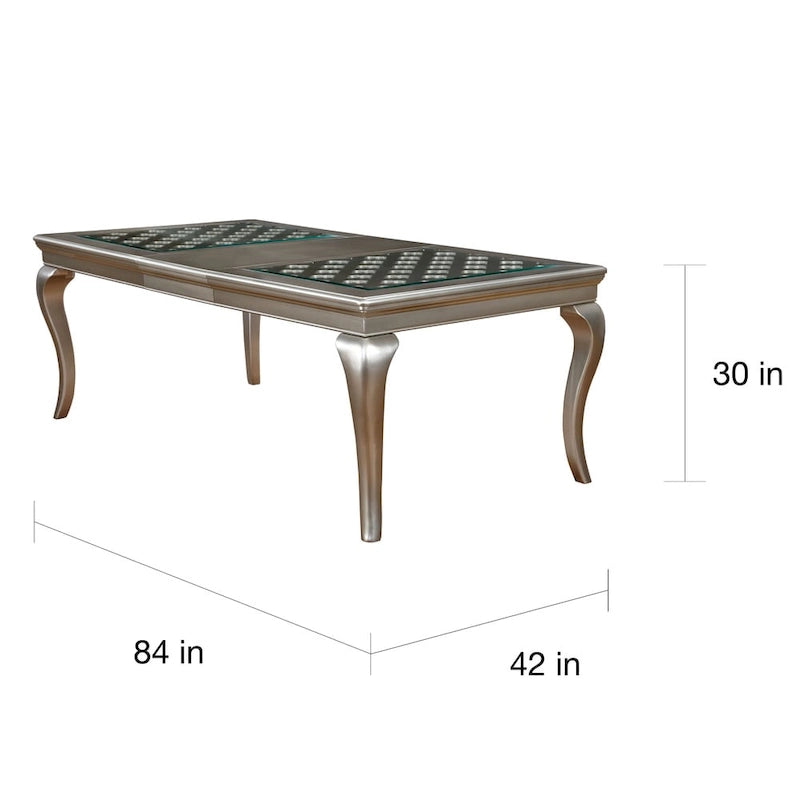 Tily Glam Gold Faux Leather Tufted 9-Piece Dining Table with Leaf Set by Furniture of America