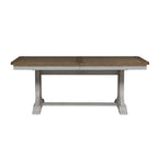 Farmhouse Reimagined Antique White with Chestnut 6 Piece Trestle Table Set