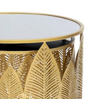 Adeco Gold Leaves End Tables Accent Coffee Nightstands Set of 2