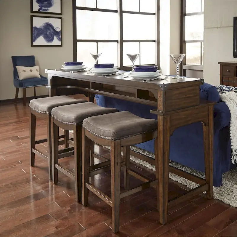 Aspen Skies Russet Brown Upholstered Console Stool (Single Stool Only)