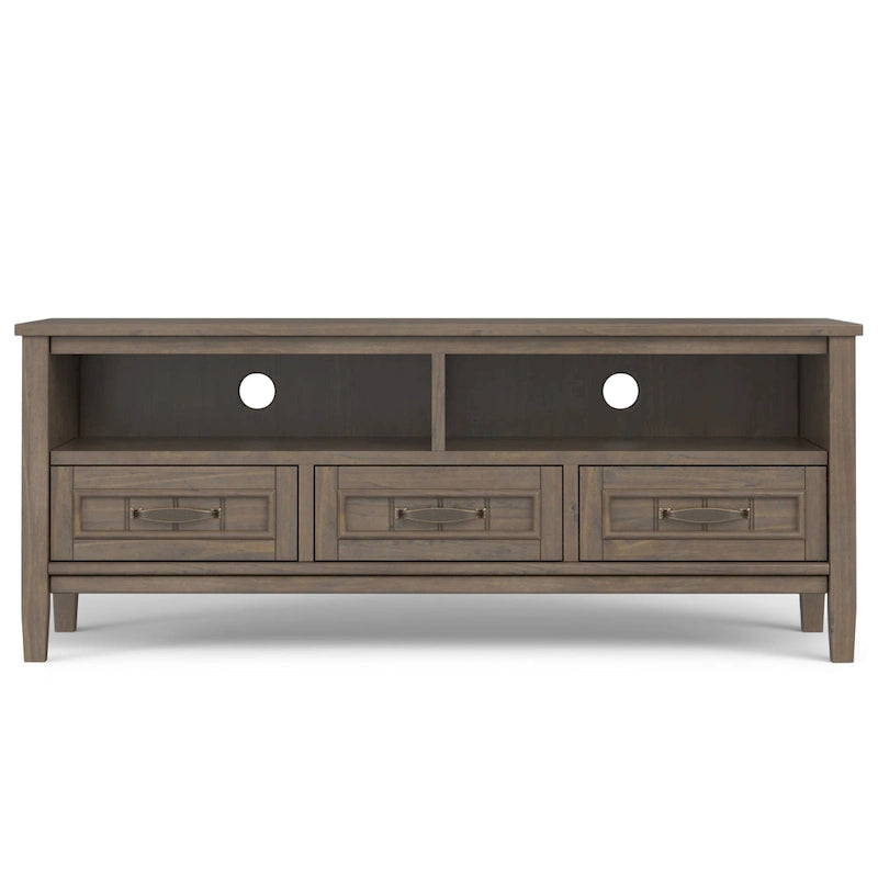 WYNDENHALL Rowan SOLID WOOD 50 Wide Contemporary TV Media Stand in Smoky Brown For TVs upto 55 inches - 16d x 50 w x 20h