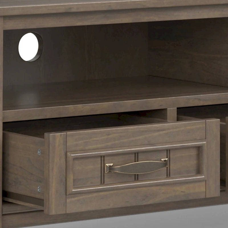 WYNDENHALL Rowan SOLID WOOD 50 Wide Contemporary TV Media Stand in Smoky Brown For TVs upto 55 inches - 16d x 50 w x 20h