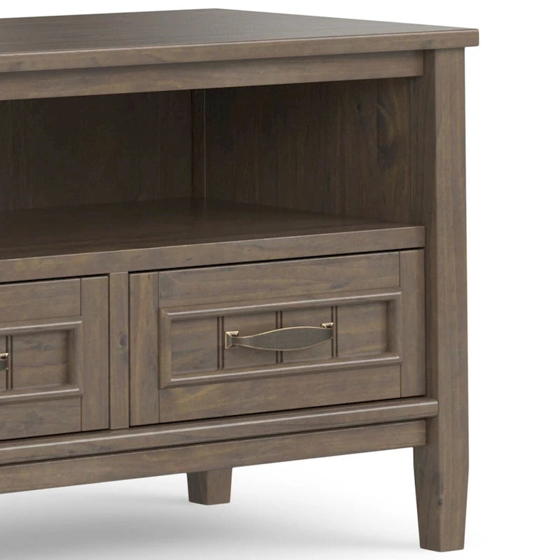 WYNDENHALL Rowan SOLID WOOD 50 Wide Contemporary TV Media Stand in Smoky Brown For TVs upto 55 inches - 16d x 50 w x 20h