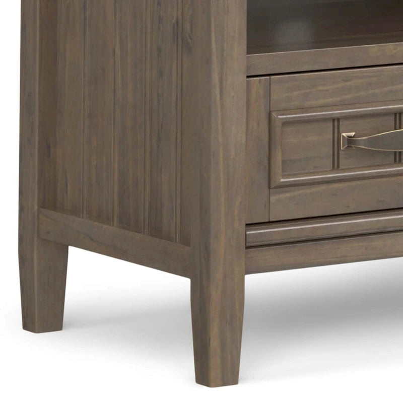 WYNDENHALL Rowan SOLID WOOD 50 Wide Contemporary TV Media Stand in Smoky Brown For TVs upto 55 inches - 16d x 50 w x 20h