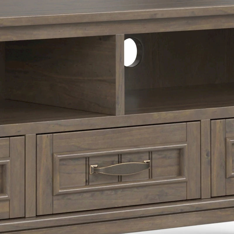 WYNDENHALL Rowan SOLID WOOD 50 Wide Contemporary TV Media Stand in Smoky Brown For TVs upto 55 inches - 16d x 50 w x 20h