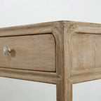 Peking Square Side Table w/Drawer, 27Inch Tall, White Wash
