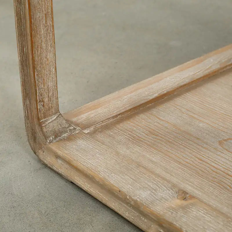 Peking Square Side Table w/Drawer, 27Inch Tall, White Wash