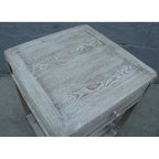 Peking Square Side Table w/Drawer, 27Inch Tall, White Wash