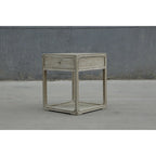 Peking Square Side Table w/Drawer, 27Inch Tall, White Wash
