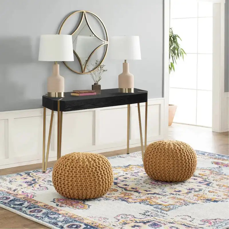 Black Wood and Gold Metal Console and Entry Table - 30.25 H x 42 W