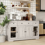 Elegant Wood-Grain Buffet Cabinet with Adjustable Shelves Sideboard