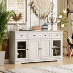 Elegant Wood-Grain Buffet Cabinet with Adjustable Shelves Sideboard