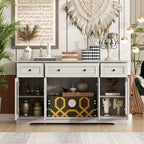 Elegant Wood-Grain Buffet Cabinet with Adjustable Shelves Sideboard