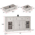 Elegant Wood-Grain Buffet Cabinet with Adjustable Shelves Sideboard