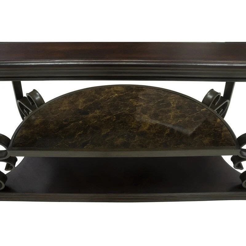 Traditional control table tempered glass top and middle shelf, retro living room foyer hallway entrance table