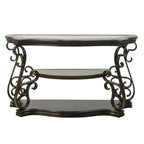 Traditional control table tempered glass top and middle shelf, retro living room foyer hallway entrance table