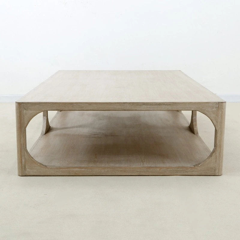Artissance Reclaimed Wood Peking Ming Coffee Table, Large, 67 Inch Long, Weathered White Wash