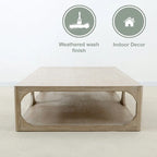 Artissance Reclaimed Wood Peking Ming Coffee Table, Large, 67 Inch Long, Weathered White Wash