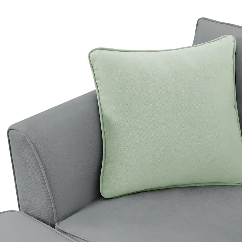 112*87 Sectional Sofa Couches Living Room Sets 7 Seats Modular Sectional Sofa with 3 Pillows, Grey