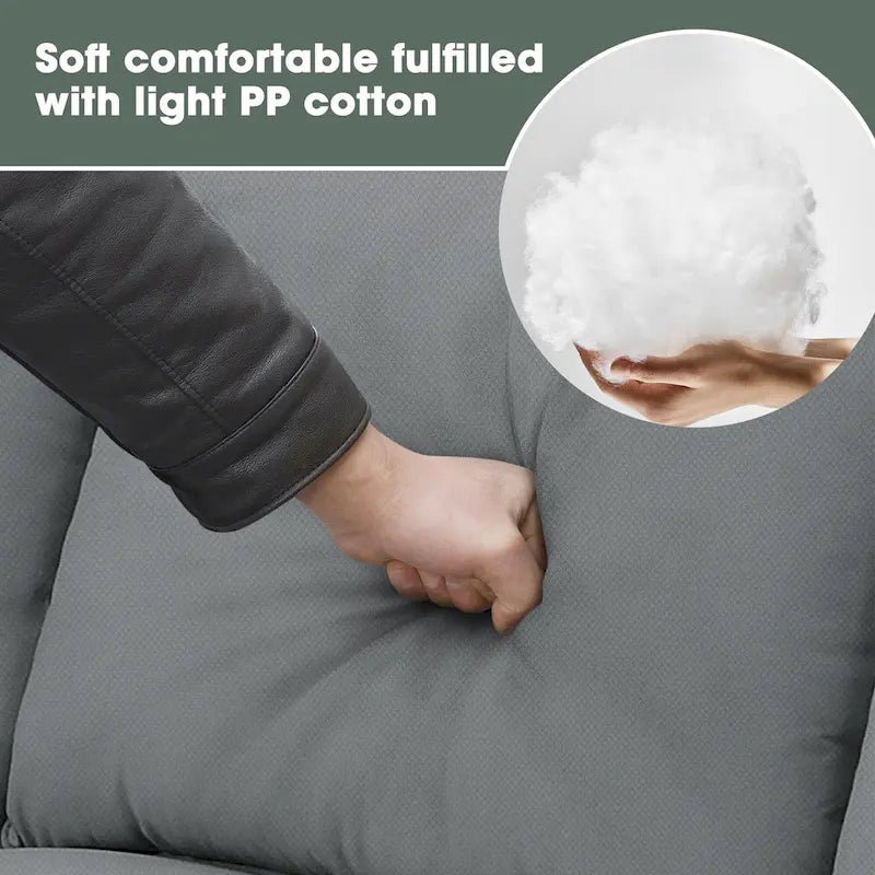 112*87 Sectional Sofa Couches Living Room Sets 7 Seats Modular Sectional Sofa with 3 Pillows, Grey