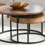 Classic Home Emma Set of 2 Nesting Tables in Natural Brown