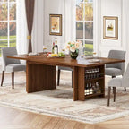 Farmhouse Dining Table for 6, 63-Inch Rectangular Wooden Kitchen Table with Storage