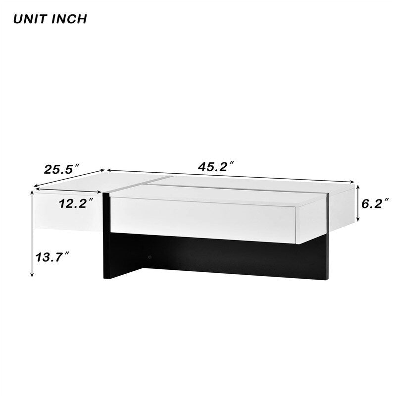 45.2 Modern High Gloss Surface Coffee Table By Aoolive