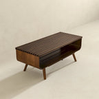 Adelina Mid-Century Rectangular Solid Wood Coffee Table in Brown