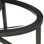 Contemporary Glass Coffee Table with Wood Base