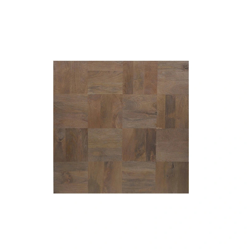 HomeRoots 40 Dark Brown and Black Solid Wood Square Block Coffee Table