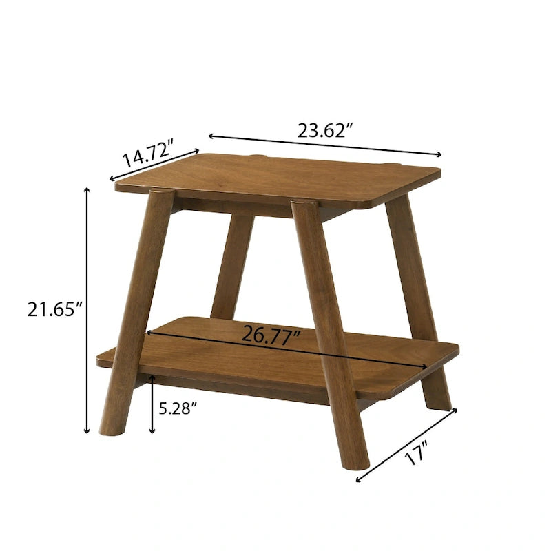 Roundhill Furniture Metz Mid-Century Wood Shelf 3-Piece Coffee Table Set