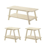 Roundhill Furniture Metz Mid-Century Wood Shelf 3-Piece Coffee Table Set