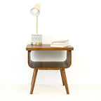 Adelina Mid-Century Modern Rectangular Solid Wood End Table in Brown