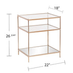 27 Gold Glass And Iron Square Mirrored End Table With Shelf - 22x18x26.75