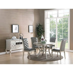 Dining Chairs With Button Tufted Back, Antique Silver(Set of 2)