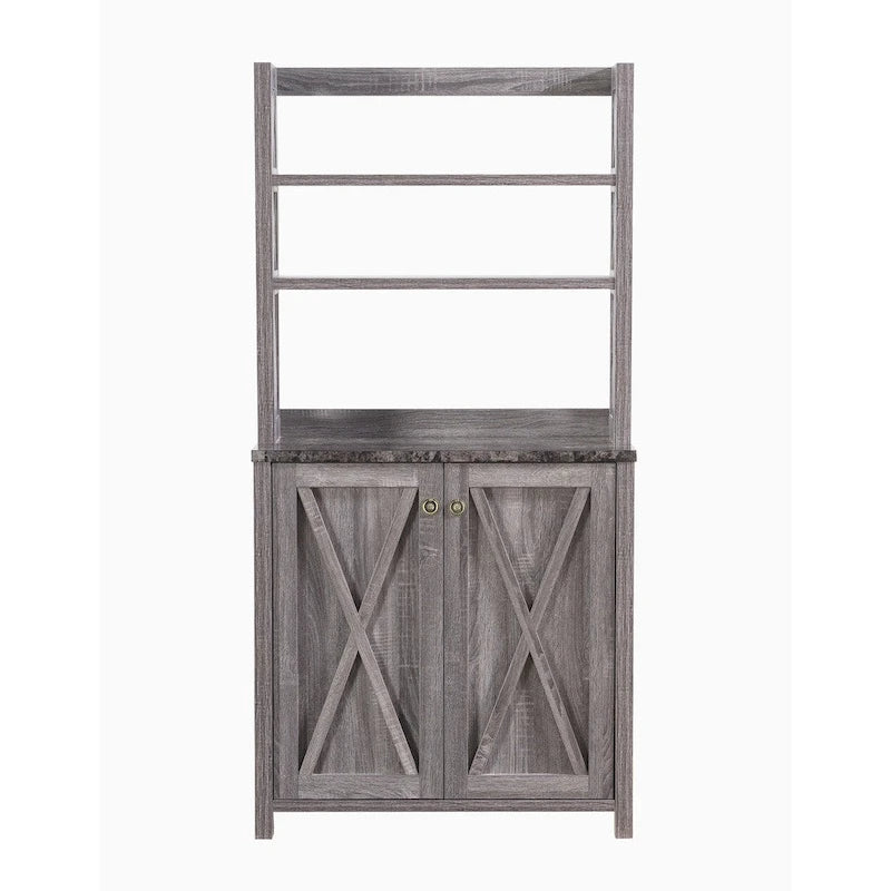 Figg Rustic Wood Multi-shelf Microwave Cabinet by Furniture of America