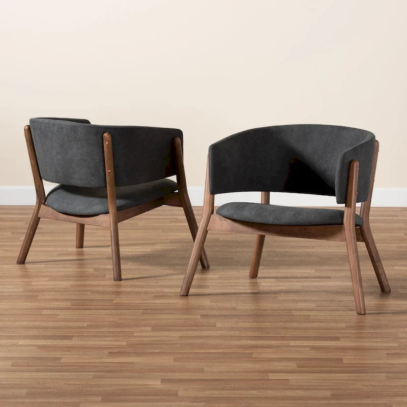 Baron Mid-Century Modern 2-Piece Living Room Accent Chair Set