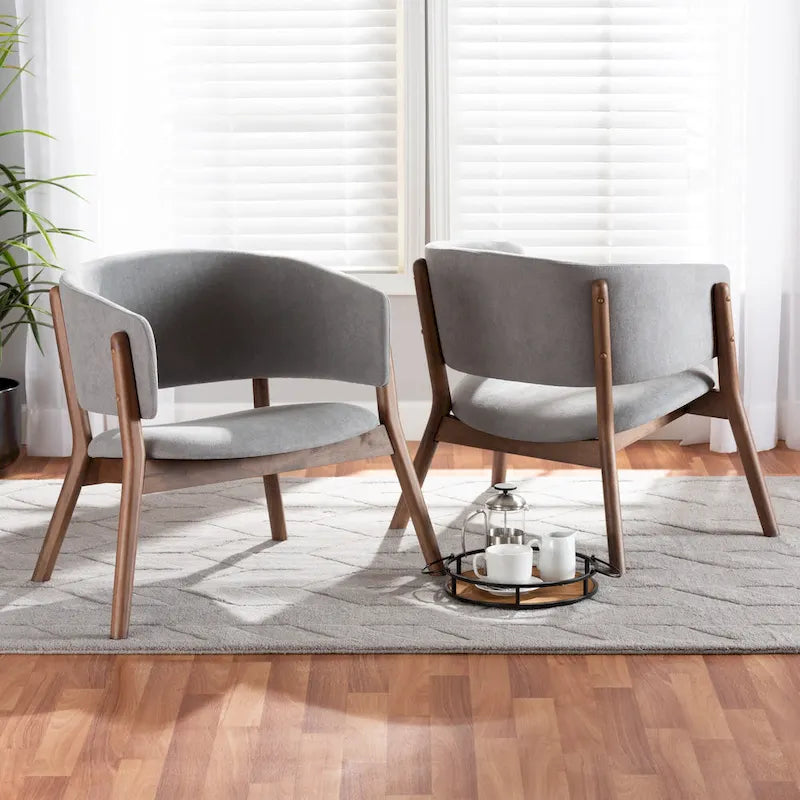 Baron Mid-Century Modern 2-Piece Living Room Accent Chair Set