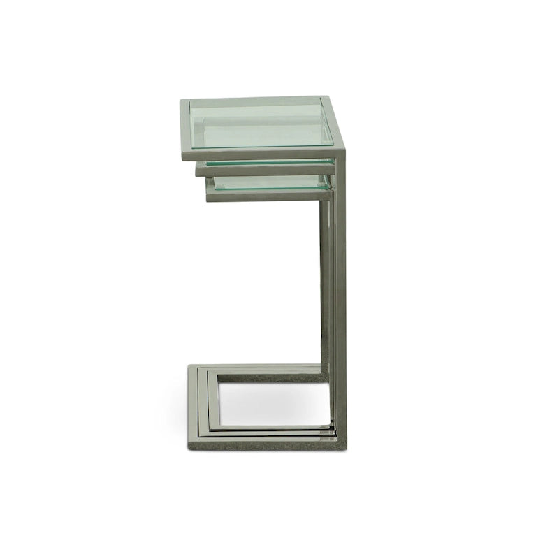 Carolina Living Addison Nesting Table Set - Glass Top - Chrome Base
