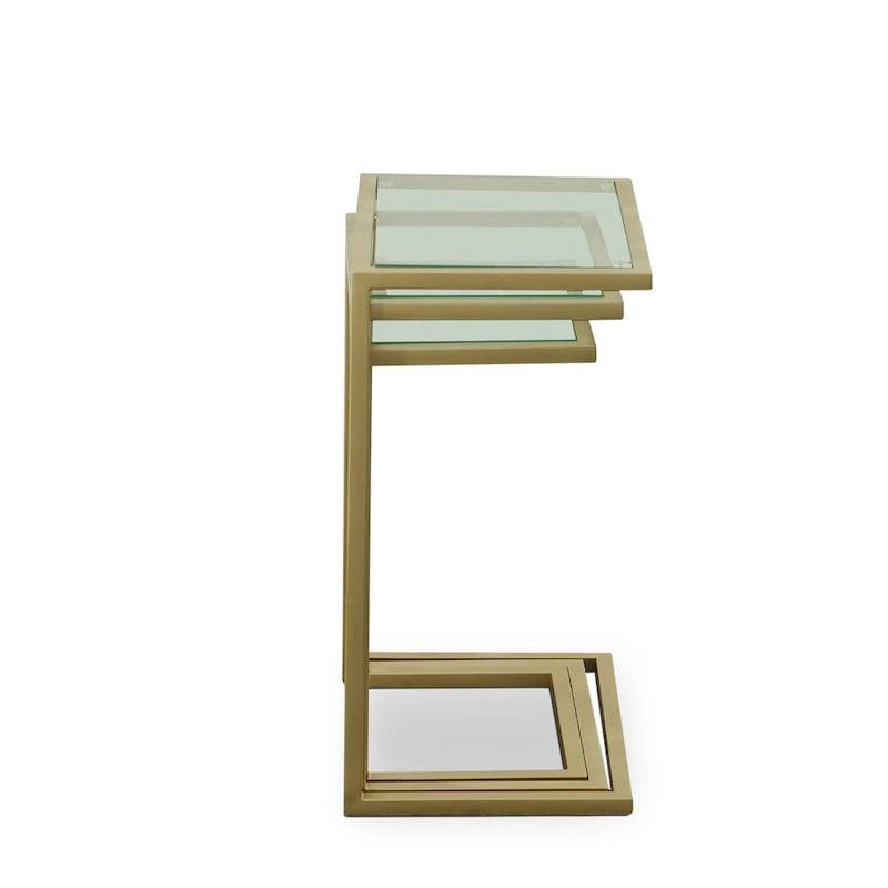 Carolina Living Addison Nesting Table Set - Glass Top - Chrome Base