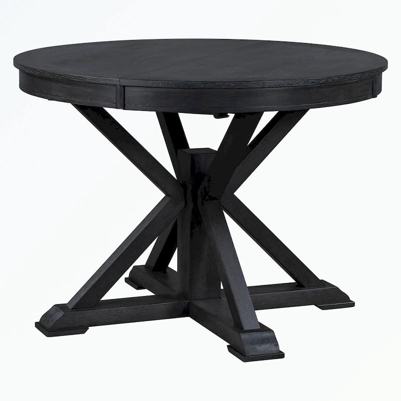 Dining Table Set with Extendable Table and 4 Upholstered Chairs