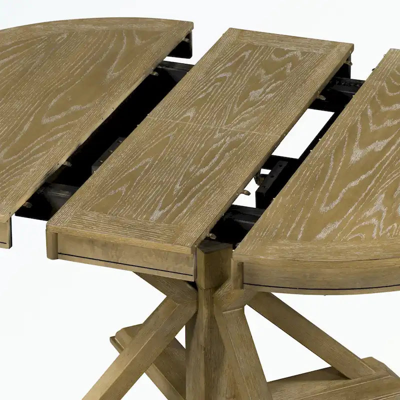 Dining Table Set with Extendable Table and 4 Upholstered Chairs