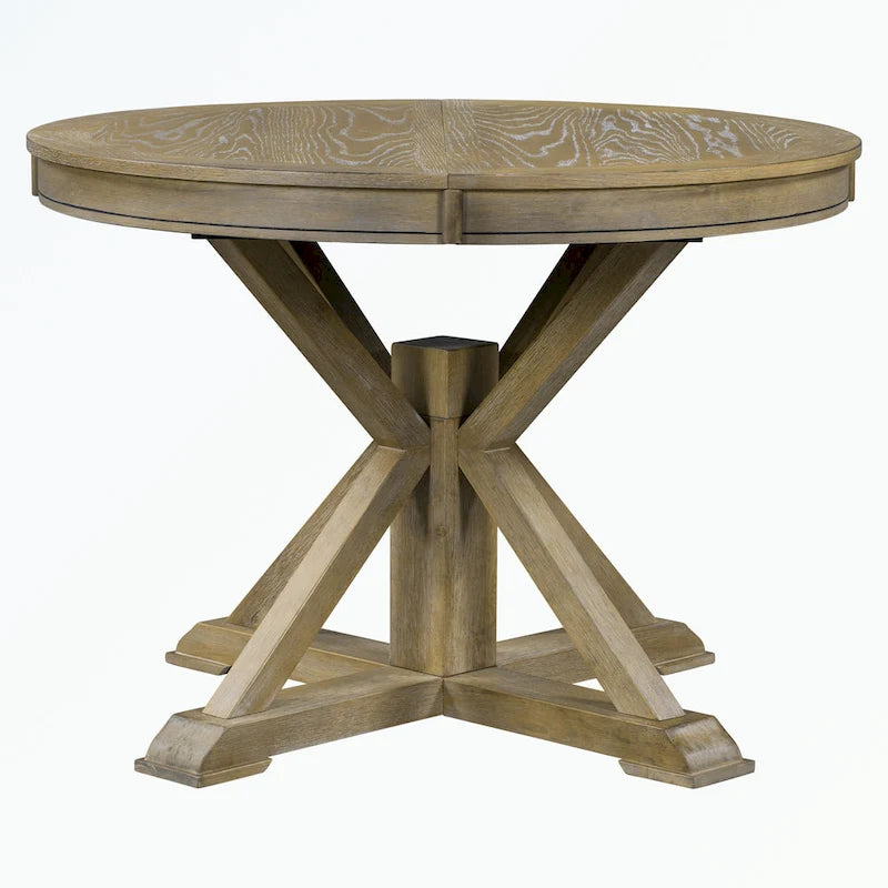 Dining Table Set with Extendable Table and 4 Upholstered Chairs