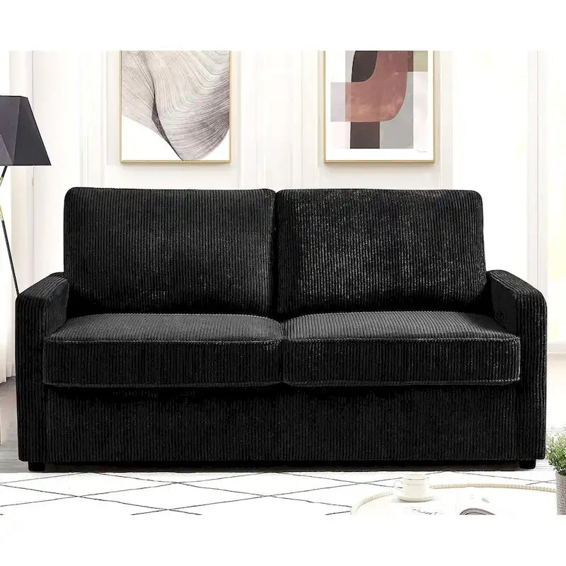 Manchester Corduroy 70 inch Square Arms Sleeper Sofa with Mattress