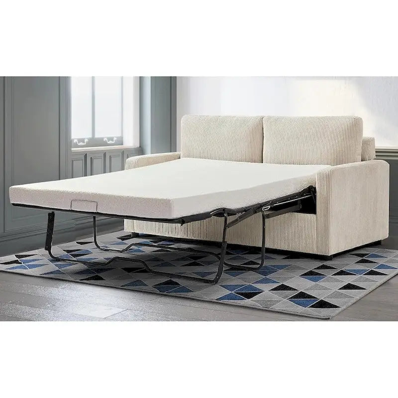 Manchester Corduroy 70 inch Square Arms Sleeper Sofa with Mattress