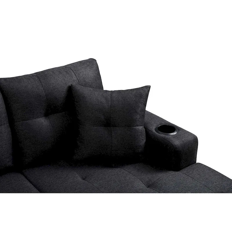 Living room sofa with convertible chaise longue