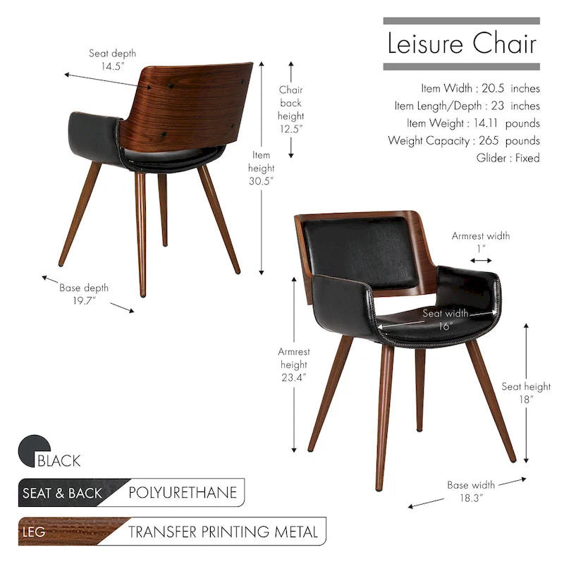 Carson Carrington Kjerringvag Faux Leather Mid-Century Dining Chair with Metal Legs