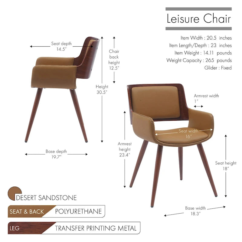 Carson Carrington Kjerringvag Faux Leather Mid-Century Dining Chair with Metal Legs