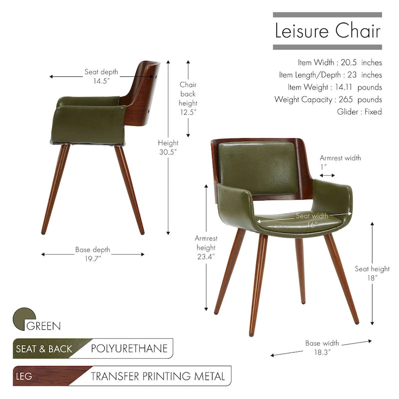 Carson Carrington Kjerringvag Faux Leather Mid-Century Dining Chair with Metal Legs
